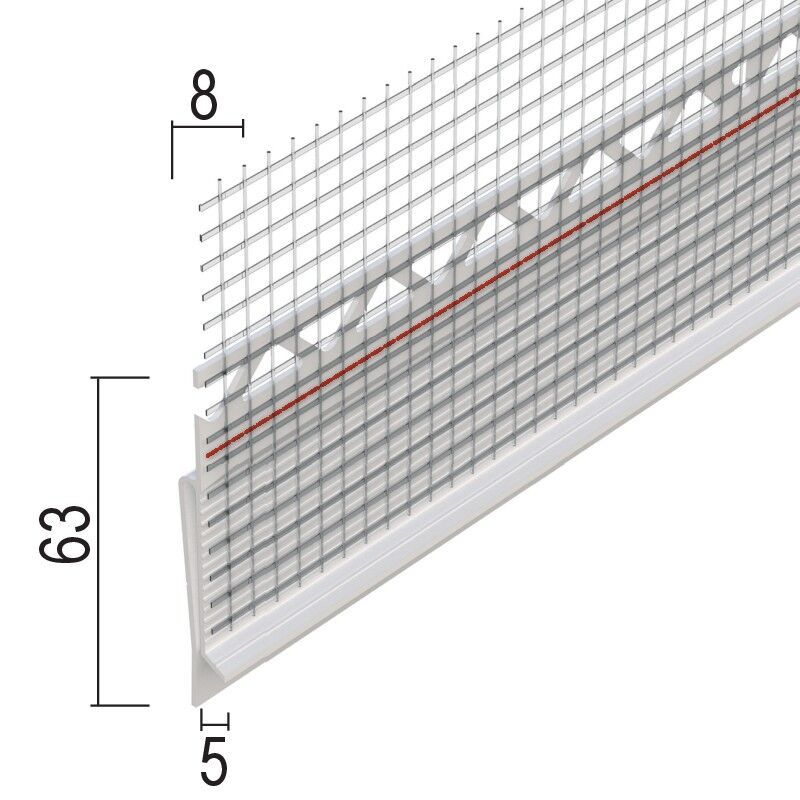03749 250,0 10 Metallanschlussprofil für Wärmedämmung 8 mm Hart-PVC mit Glasfasergewebe