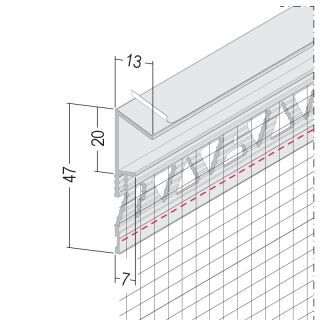 37207 250,0 10 Attika-Anschlussprofil für Wärmedämmung 7 mm Hart-PVC