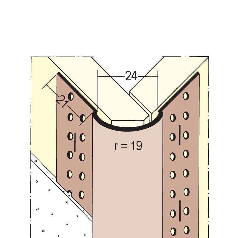 03776 305,0 10 Kantenprofil für den Trockenbau runder Kopf, R = 19 mm Hart-PVC