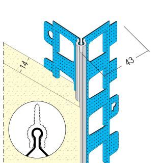 01824 250,0 10 PG Kantenprofil für den Außenputz 14 mm, spitzer Kopf Stahl, verzinkt mit PVC-Überzug