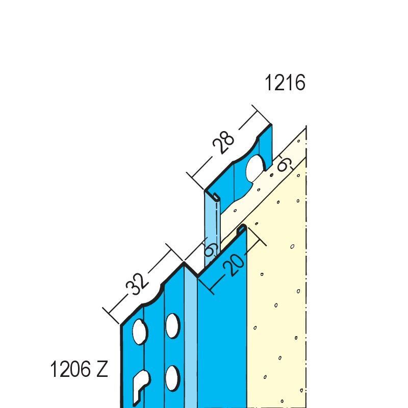 01206 250,0 Z Dehnungsfugenprofil für den Innenputz ab 6 mm Stahl, verzinkt