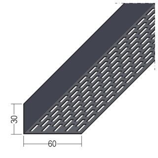 09331 250,0 90 Lüftungswinkel einseitige Rechtecklochung Alu schwarz 30 x 60 mm Aluminium