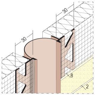 30352 250,0 10 Dehnungsfugenprofil für Wärmedämmung 10 mm, Fläche Hart-PVC mit Weich-PVC und Glasfasergewebe