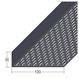 09333 250,0 90 Lüftungswinkel einseitige Rechtecklochung Alu schwarz 30 x 100 mm Aluminium