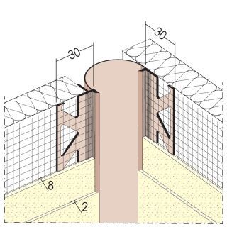 30362 250,0 10 Dehnungsfugenprofil für Wärmedämmung 10 mm, Ecke Hart-PVC mit Weich-PVC und Glasfasergewebe