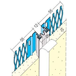 07521 300,0 10 Dehnungsfugenprofil für den Innen- und Außenputz ab 10 mm, Fläche/Ecke Stahl, verz.mit PVC-Überzug