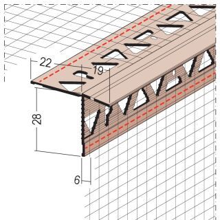 37128 250,0 10 Fensterbank-Abschlussprof für Dichtschlämmen 6 mm Hart-PVC mit Glasfasergewebe