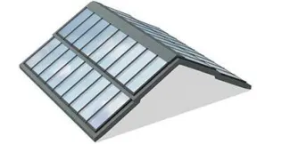 Stufen-Sattel-Lichtband mit bauseitigem Träger 5 bis 25°