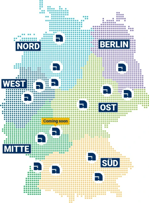ALGECO-Niederlassungsnetz mit 15 Standorten