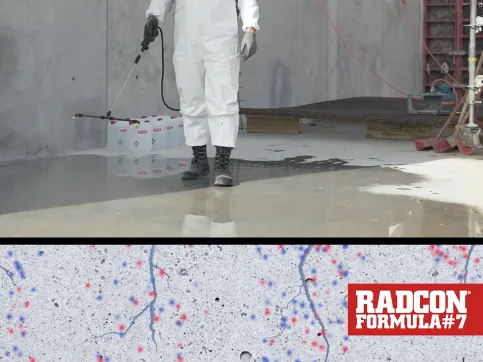 Radcon Formula #7® dringt in den Beton ein und verschließt die Oberfläche aktiv und dauerhaft.