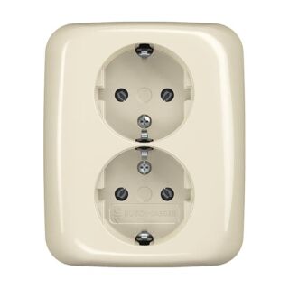 202 EUJ-212 SCHUKO® Doppelsteckdose volle Abdeckung, weiß
