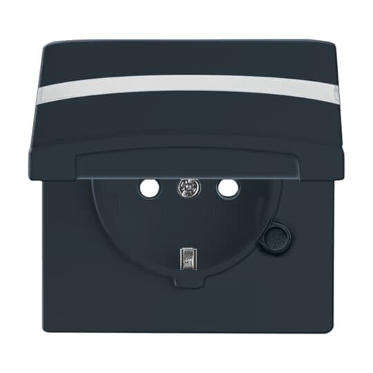 SCHUKO® Steckdosen-Einsatz mit Klappdeckel und Beschriftungsfeld, anthrazit