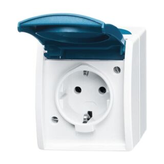 Busch-Jaeger SCHUKO® Steckdose mit Klappdeckel und Beschriftungsfeld