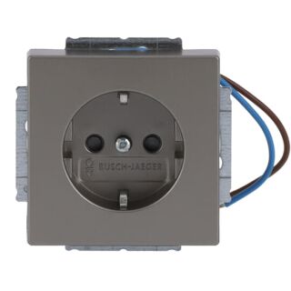 SCHUKO® Steckdosen-Einsatz Busch-steplight® mit Nachtorientierungslicht, edelstahl