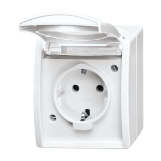 SCHUKO® Steckdose mit Klappdeckel, weiß