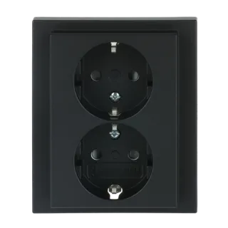 202 EUJB-885 SCHUKO® Doppelsteckdose volle Abdeckung, schwarz matt
