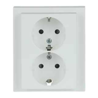 202 EUJB-884 SCHUKO® Doppelsteckdose volle Abdeckung, studioweiß matt