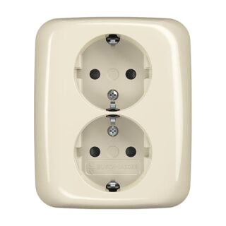 202 EUJB-212 SCHUKO® Doppelsteckdose volle Abdeckung, weiß