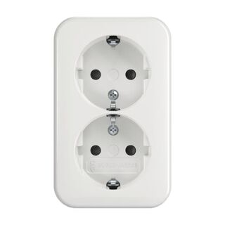 202 EAPB/11W SCHUKO® Doppelsteckdose, EBS, alpinweiß