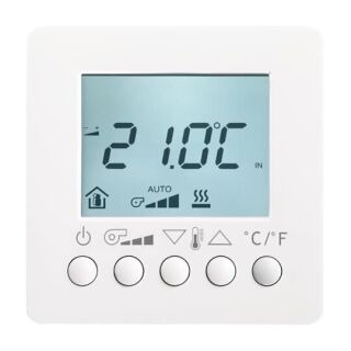 Raumtemperaturregler Fan Coil mit Display, AP mit integriertem Busankoppler, weiß