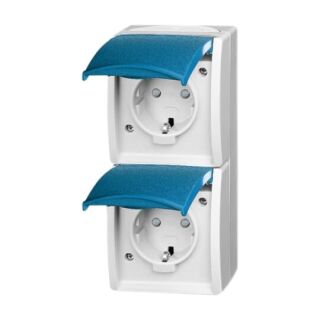 SCHUKO Steckdose, grau/blaugrün, Aufputz IP 44, ocean (IP 44)