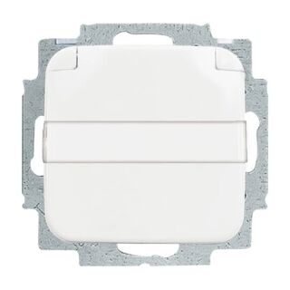 SCHUKO® Steckdosen-Einsatz mit Klappdeckel und Beschriftungsfeld, weiß