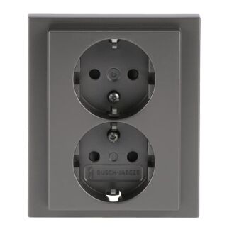202 EUJB-866 SCHULO® Doppelsteckdose volle Abdeckung, edelstahl