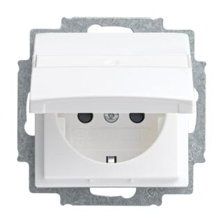 SCHUKO® Steckdosen-Einsatz mit Klappdeckel und Beschriftungsfeld, weiß