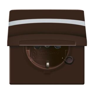 SCHUKO® Steckdosen-Einsatz mit Klappdeckel und Beschriftungsfeld, braun