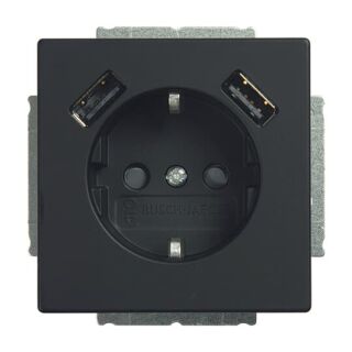 20 EUCB2USB-885 SCHUKO® 2x USB-Steckdose, schwarz matt