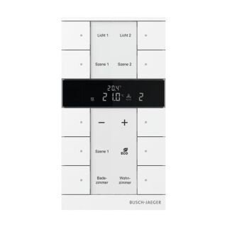 Raumtemperaturregler Nebenstelle mit Bedienfunktion 10-fach Busch-Tenton®, weiß