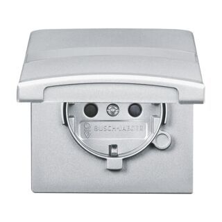 SCHUKO® Steckdosen-Einsatz mit Klappdeckel und Beschriftungsfeld, aluminium