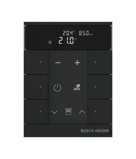 Busch-Jaeger Raumtemperaturregler mit CO₂/Feuchte-Sensor und Bedienfunktion Busch-Tenton®