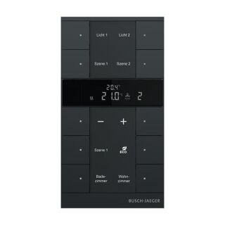 Raumtemperaturregler Nebenstelle mit Bedienfunktion 10-fach Busch-Tenton®, schwarz