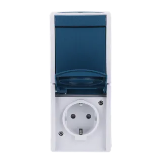 Kombination SCHUKO® Steckdose, mit Wippschalter mit erh. Berührungsschutz, blau