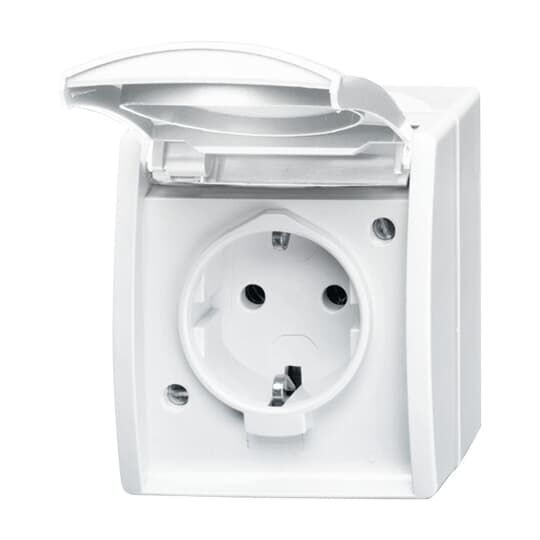 Busch-Jaeger SCHUKO® Steckdose mit Klappdeckel und Beschriftungsfeld