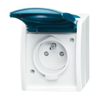 Steckdose mit Erdungsstift, blau