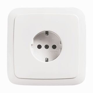 SCHUKO® Steckdose mit anschraubbarem Tragrahmen, weiß