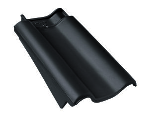 Braas Achat 14 GS(Hanseat)Anthrazit Ortgangziegel links Geradschnitt