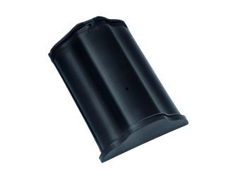 Braas Sattelfirst(O) Vulkanschwarz Firstanfang glatte Scheibe m.Klammer(OG)