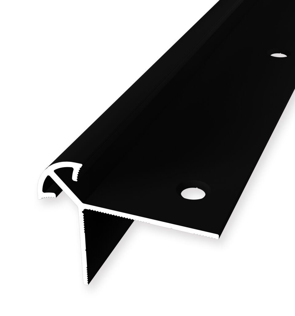 Treppenkantenprofil 5000 mm Typ 876 Alu pulv. schwarz matt (RAL9005) 11 mm doppelt versetzt versenkt gebohrt