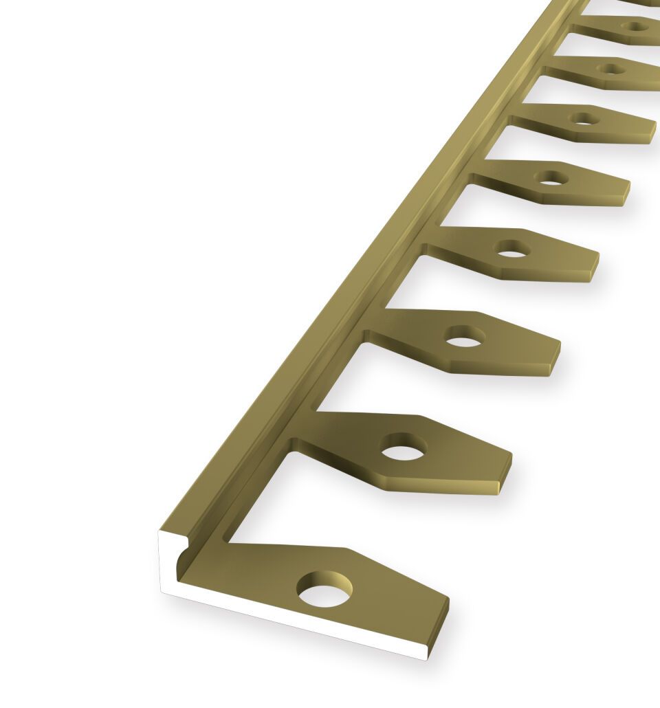 Abschlussprofil 2500 mm SBS Typ 301 Aluminium eloxiert gold 3 mm offen gestanzt, einfach biegbar