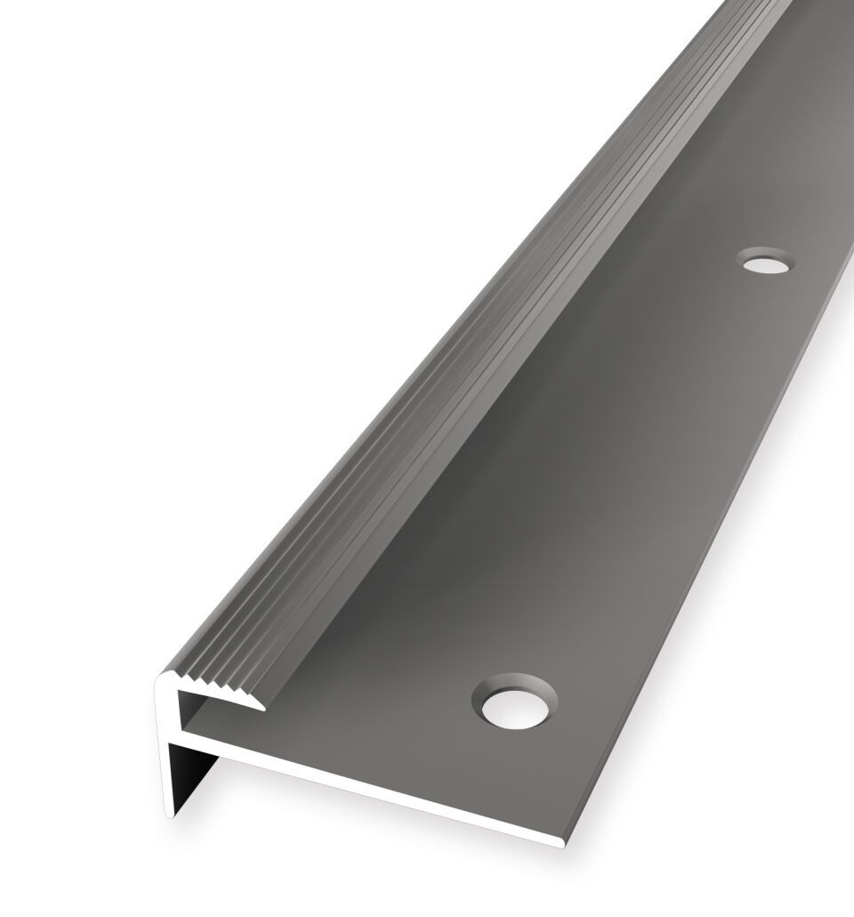 Treppenkantenprofil 2500 mm SBS Typ 814 Alu eloxiert edelstahloptik 2 - 2,5 mm versenkt gebohrt