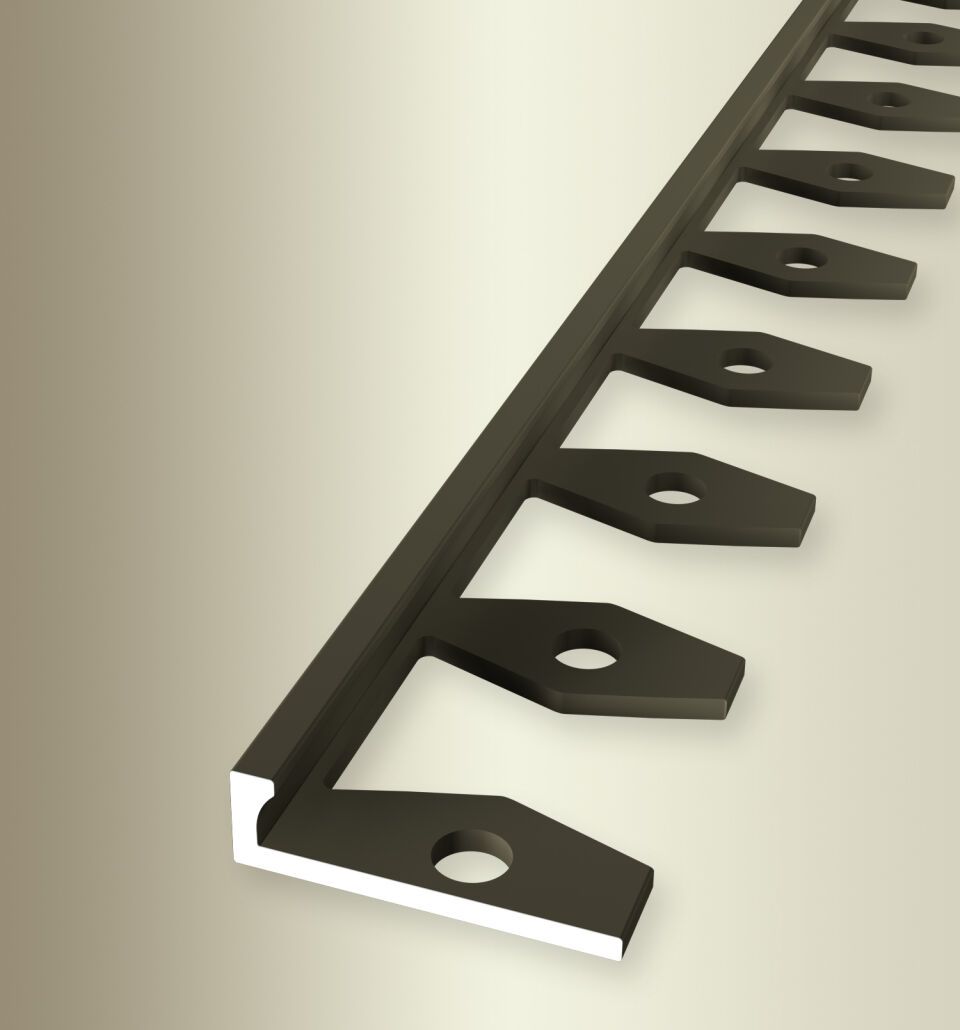 Abschlussprofil 2500 mm SBS Typ 301 Aluminium eloxiert bronze 3 mm offen gestanzt, einfach biegbar