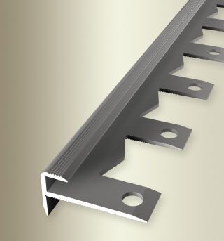 Treppenkantenpr. 2500 mm SBS Typ 807 EB Aluminium eloxiert edelstahloptik 5 mm offen gestanzt, einfach biegbar