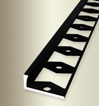 Abschlussprofil 2500 mm SBS Typ 304 G Alu pulv. schwarz matt (RAL9005) 10,3 mm geschlossen gestanzt