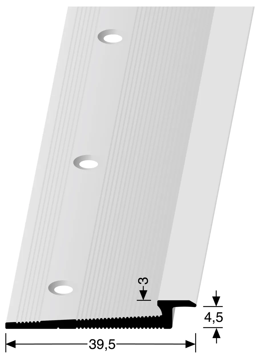 Einfassprofil 3000 mm SBS Typ 346 Aluminium eloxiert edelstahloptik 4,5 mm versenkt gebohrt