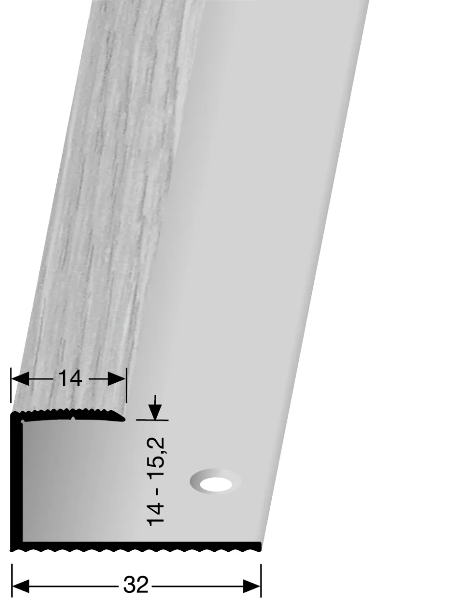 Einfassprofil 2700 mm SBS Typ 215 H Alu Holzdekor Eiche w. gek. 14 - 15,2 mm mit Holzdekor Einfassprofil 2700 mm SBS Typ 215 H Alu Holzdekor Eiche w. gek. 14 - 15,2 mm mit Holzdekor
