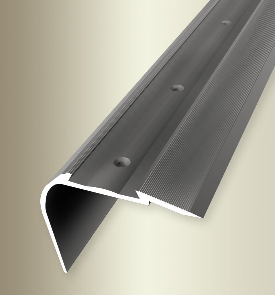 Treppenkantenpr. 2500 mm SBS Typ 707 A Alu eloxiert edelstahloptik 0 - 43 mm versenkt gebohrt für PVC-Einlagen