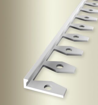 Abschlussprofil 2500 mm SBS Typ 299 Aluminium natur 2 mm offen gestanzt, einfach biegbar